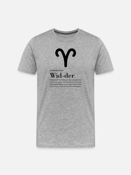 Sternzeichen Widder - Männer Premium Bio T-Shirt - Grau meliert