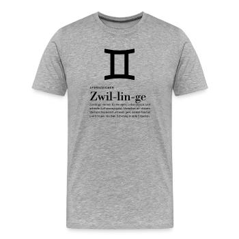 Sternzeichen Zwillinge  - Männer Premium Bio T-Shirt - Grau meliert - Vorne - Damien (186cm)
