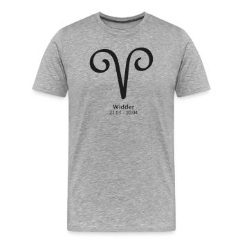 Widder Aries Symbol Sternzeichen - Männer Premium Bio T-Shirt - Grau meliert - Vorne - Damien (186cm)