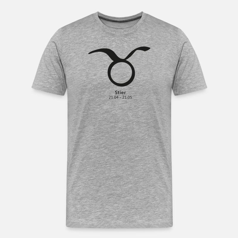 Stier Taurus Symbol 21.04–21.05 Sternzeichen - Männer Premium Bio T-Shirt - Grau meliert
