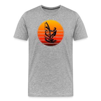Minimalistisches Windsurfing Motiv - Männer Premium Bio T-Shirt - Grau meliert - Vorne - Damien (186cm)