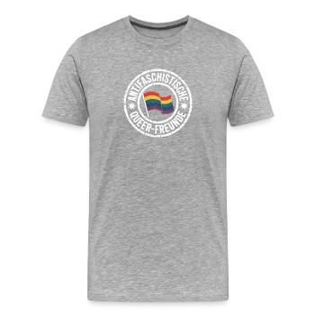 Antifa - Antifascist Merch - Men's Premium Organic T-Shirt - heather grey - Front - Damien (186cm)