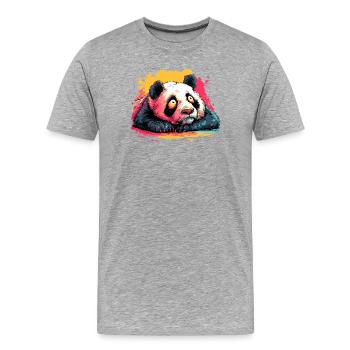Panda Traumblick Farbspritzer - Männer Premium Bio T-Shirt - Grau meliert - Vorne - Damien (186cm)