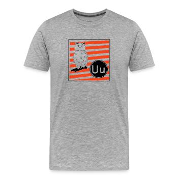 U for Eagle Owl - Men's Premium Organic T-Shirt - heather grey - Front - Damien (186cm)