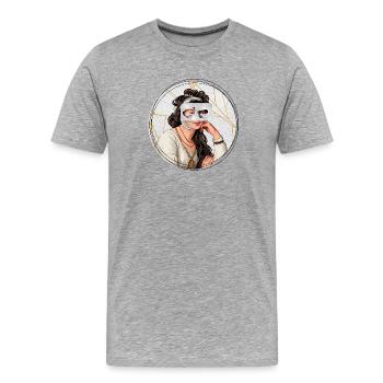 Illustration // Blick durch Medikamente - Männer Premium Bio T-Shirt - Grau meliert - Vorne - Damien (186cm)