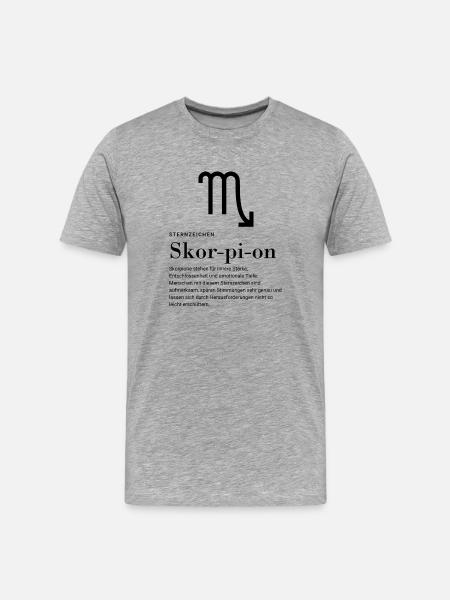 Sternzeichen Skorpion - Männer Premium Bio T-Shirt - Grau meliert
