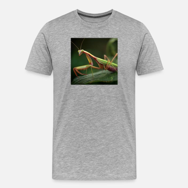 Gottesanbeterin Makro  Elegante Fangschrecke - Männer Premium Bio T-Shirt - Grau meliert