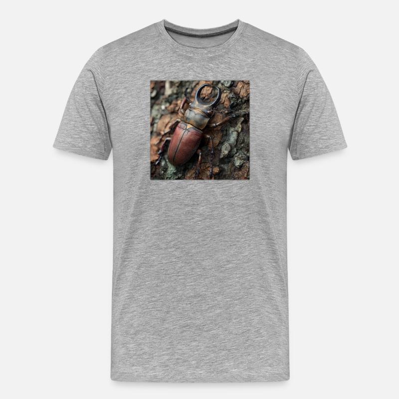 Edler Hirschkäfer – Majestätischer Geweihkäfer - Männer Premium Bio T-Shirt - Grau meliert