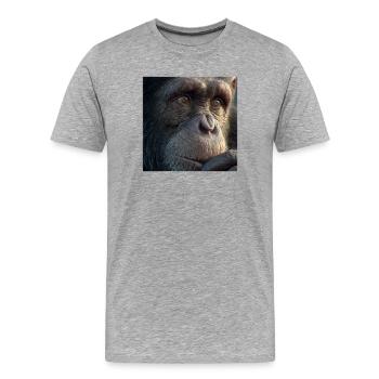 Schimpanse Porträt – Realistischer Affe Fokus - Männer Premium Bio T-Shirt - Grau meliert - Vorne - Damien (186cm)