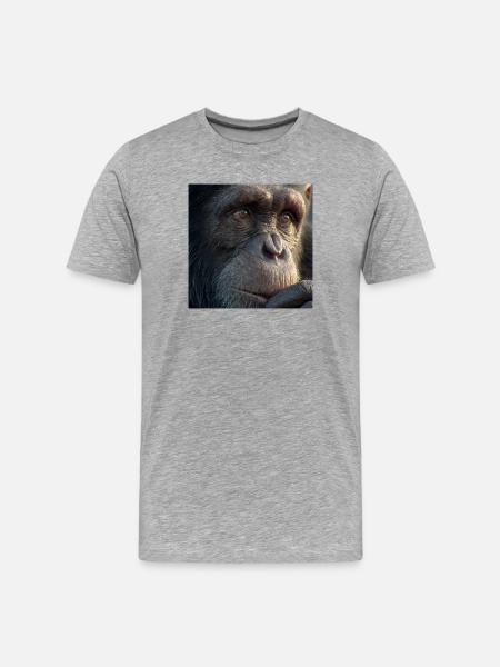 Chimpanzee Portrait – Realistic Monkey Focus - Men's Premium Organic T-Shirt - heather grey