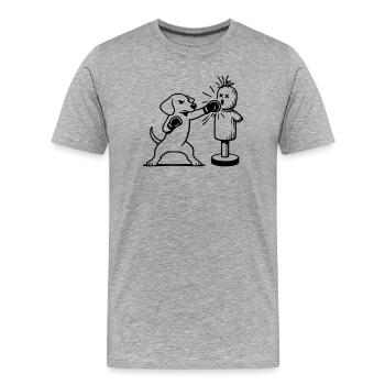 Sparring Dachshund Boxing Line Art - Men's Premium Organic T-Shirt - heather grey - Front - Damien (186cm)