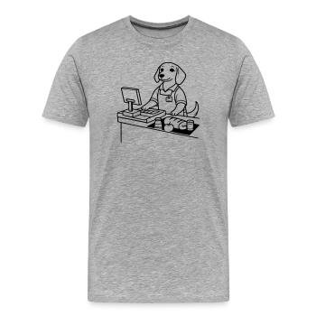 supermarkt hund kassierer - Männer Premium Bio T-Shirt - Grau meliert - Vorne - Damien (186cm)