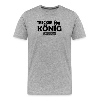 Trecker König unterwegs - Landwirt - Bauer - Männer Premium Bio T-Shirt - Grau meliert - Vorne - Damien (186cm)