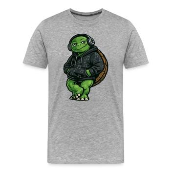 Groovy Turtle DJ Hoodie - Men's Premium Organic T-Shirt - heather grey - Front - Damien (186cm)