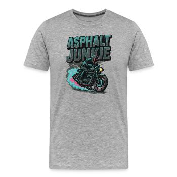 asphalt junkie - moto - T-shirt bio Premium Homme - gris chiné - Devant - Damien (186cm)