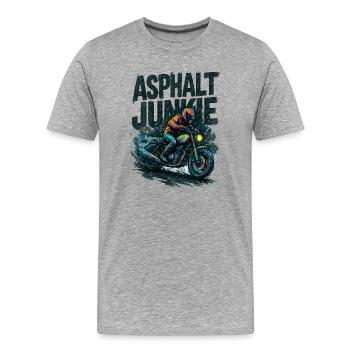 asphalt junkie - moto - T-shirt bio Premium Homme - gris chiné - Devant - Damien (186cm)