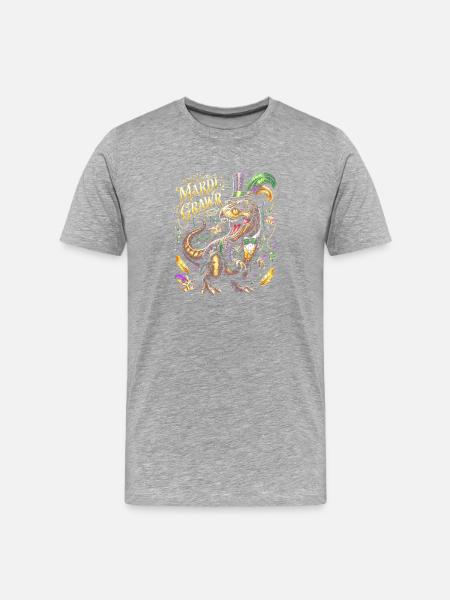 Mardi Gras Dino Mask Cult - Men's Premium Organic T-Shirt - heather grey