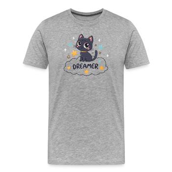 Starry dreamy cat on cloud - Men's Premium Organic T-Shirt - heather grey - Front - Damien (186cm)