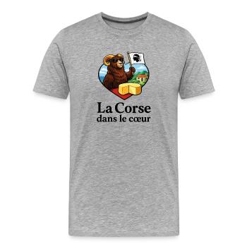 Corsica im Herzen Mouflonkäse - Männer Premium Bio T-Shirt - Grau meliert - Vorne - Damien (186cm)