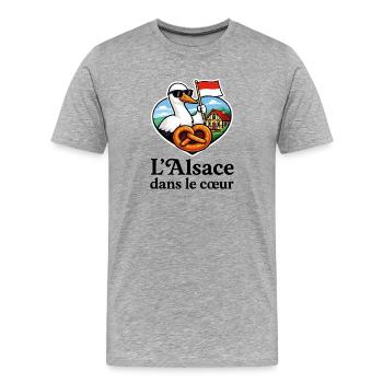 Alsace in the Heart Stork Pretzel - Men's Premium Organic T-Shirt - heather grey - Front - Damien (186cm)