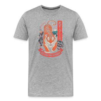 Kein Risiko Keine Belohnung Tiger-Samurai-Design - Männer Premium Bio T-Shirt - Grau meliert - Vorne - Damien (186cm)
