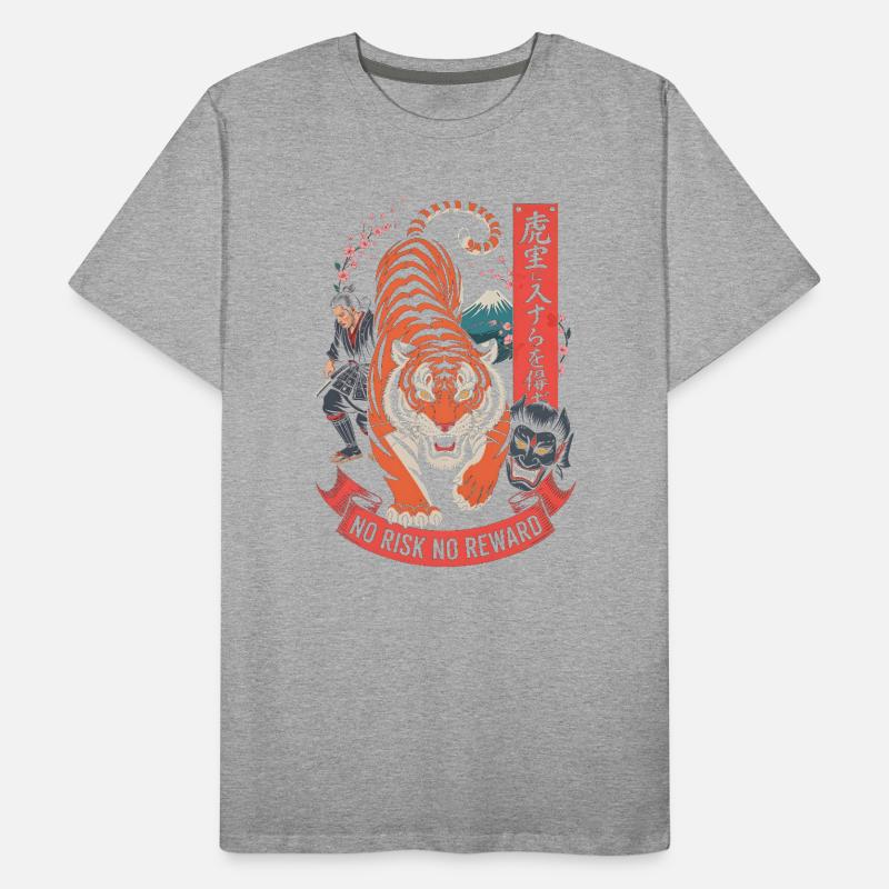 Design du Tiger Samurai Sans Risque Sans Récompense T-shirt bio Premium Homme