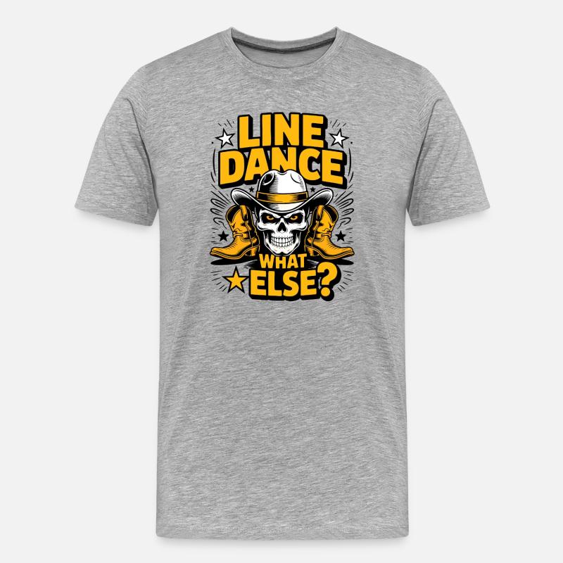 Line Dance Skull Western – What Else? - Männer Premium Bio T-Shirt - Grau meliert