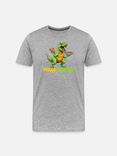 Pizzasaurus Dinosaur Pizza Lover Funny - Men's Premium Organic T-Shirt - heather grey