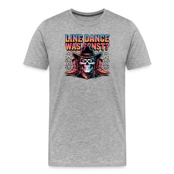 Cowboy en Ligne de Crâne - T-shirt bio Premium Homme - gris chiné - Devant - Damien (186cm)