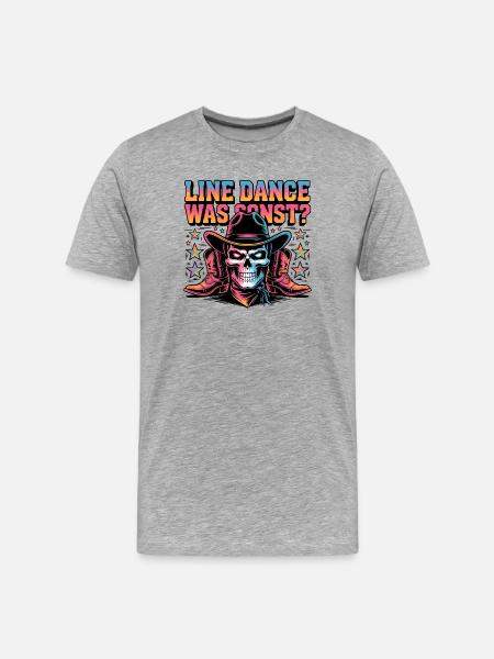 Line Dance Skull Cowboy - Men's Premium Organic T-Shirt - heather grey