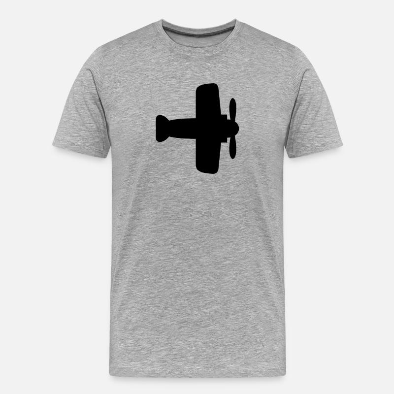 Flugzeug - Männer Premium Bio T-Shirt - Grau meliert