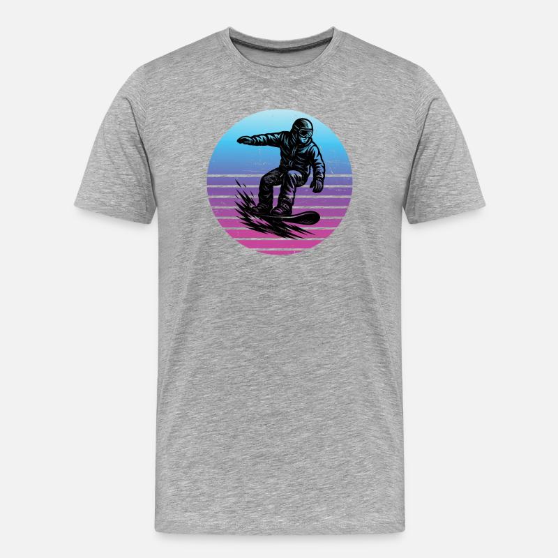Kurz und klar Snowboard - Männer Premium Bio T-Shirt - Grau meliert
