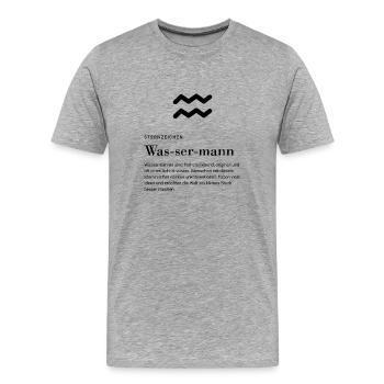 Sternzeichen Wassermann - Männer Premium Bio T-Shirt - Grau meliert - Vorne - Damien (186cm)