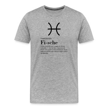 Sternzeichen Fische - Männer Premium Bio T-Shirt - Grau meliert - Vorne - Damien (186cm)