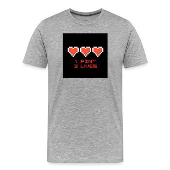 Pixel Hearts 1 Pint 3 Lives - Men's Premium Organic T-Shirt - heather grey - Front - Damien (186cm)