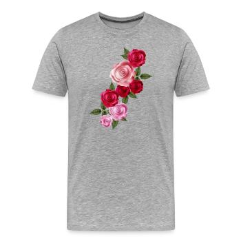 Guirlande de roses éclatantes de roses rouges et roses - T-shirt bio Premium Homme - gris chiné - Devant - Damien (186cm)