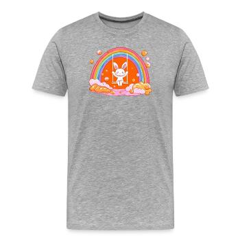 Kuschelbunny Regenbogen Schaukel - Männer Premium Bio T-Shirt - Grau meliert - Vorne - Damien (186cm)