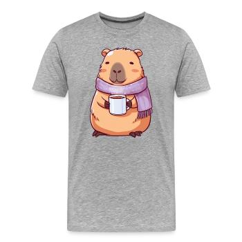 Capybara mignon cosy – Animal kawaii - T-shirt bio Premium Homme - gris chiné - Devant - Damien (186cm)
