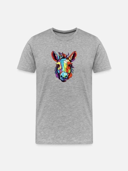 Donkey Animal Head - Men's Premium Organic T-Shirt - heather grey