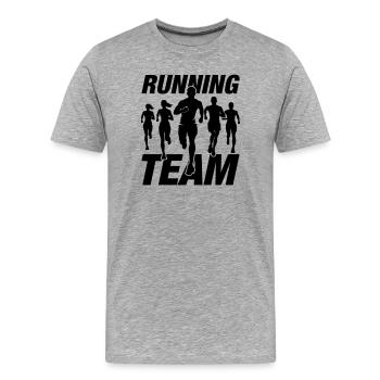 Marathon de l’équipe de course Laufen - T-shirt bio Premium Homme - gris chiné - Devant - Damien (186cm)