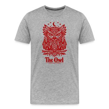 The Owl - Männer Premium Bio T-Shirt - Grau meliert - Vorne - Damien (186cm)