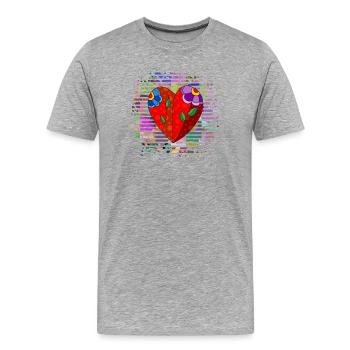Herz - Männer Premium Bio T-Shirt - Grau meliert - Vorne - Damien (186cm)