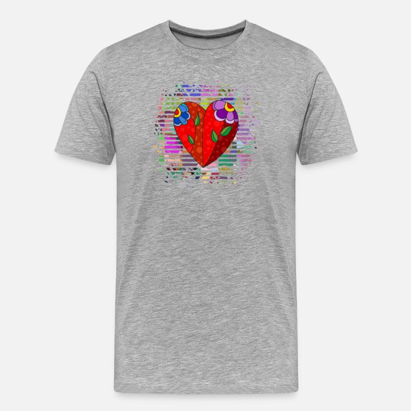Herz - Männer Premium Bio T-Shirt - Grau meliert