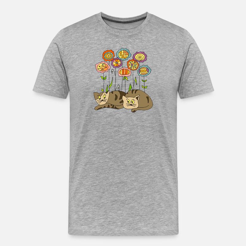 Katzen - Männer Premium Bio T-Shirt - Grau meliert