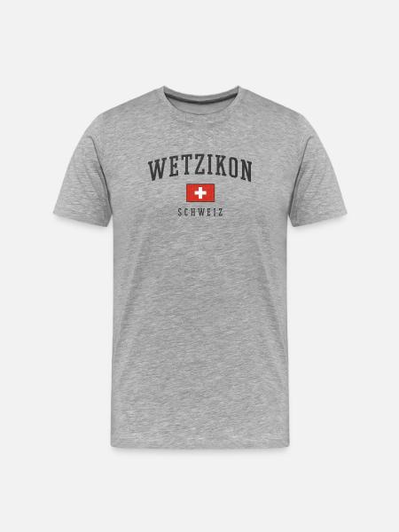 Wetzikon Drapeau suisse - T-shirt bio Premium Homme - gris chiné