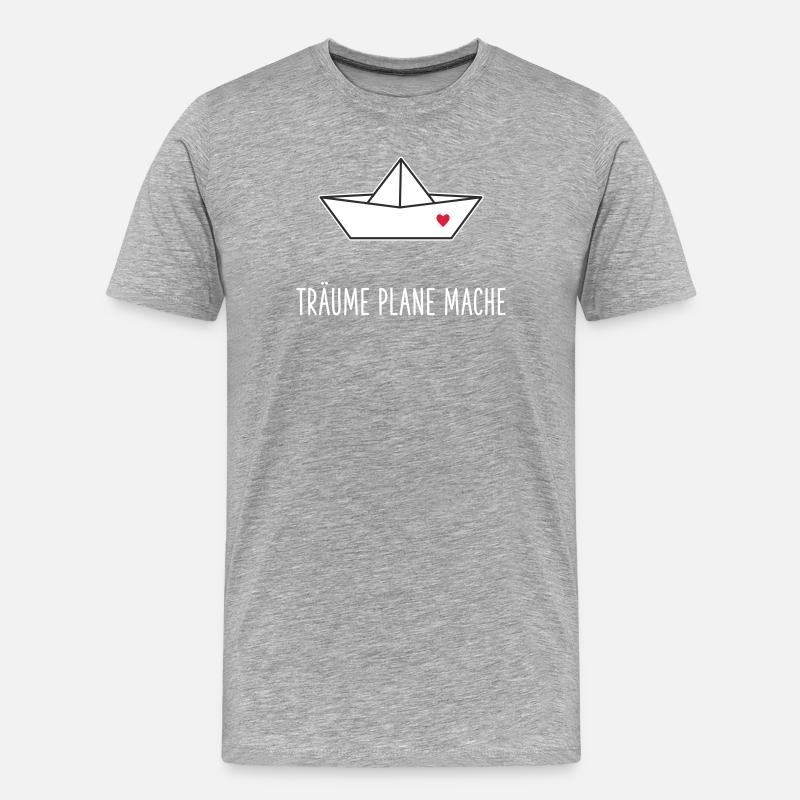 Träume Plane Mache Boot Herz - Männer Premium Bio T-Shirt - Grau meliert