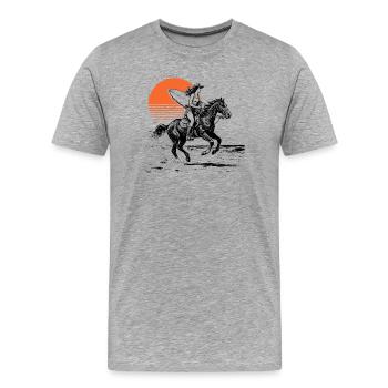 Surfer Cow Girl - Men's Premium Organic T-Shirt - heather grey - Front - Damien (186cm)