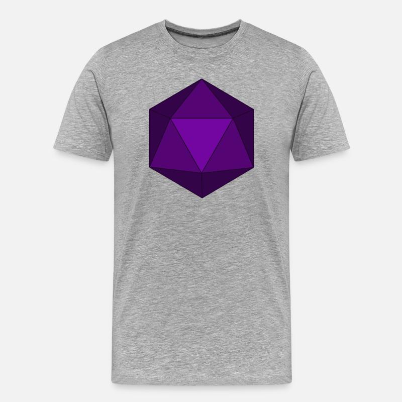 Lila Polyeder-Würfel D20 - Männer Premium Bio T-Shirt - Grau meliert