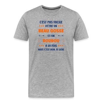 boubou - Men's Premium Organic T-Shirt - heather grey - Front - Damien (186cm)