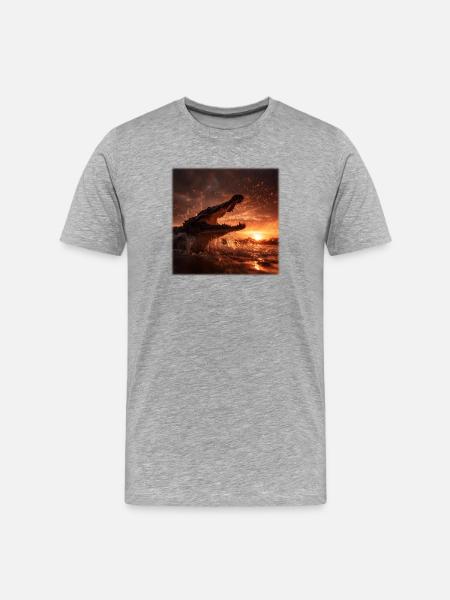 Wild Crocodile Action Sunset River - Men's Premium Organic T-Shirt - heather grey
